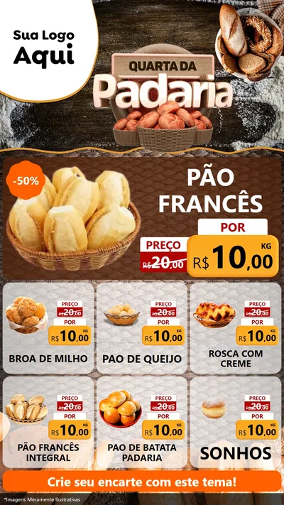 Modelo de Rede Social para Stories com o tema Quarta da Padaria para Padaria