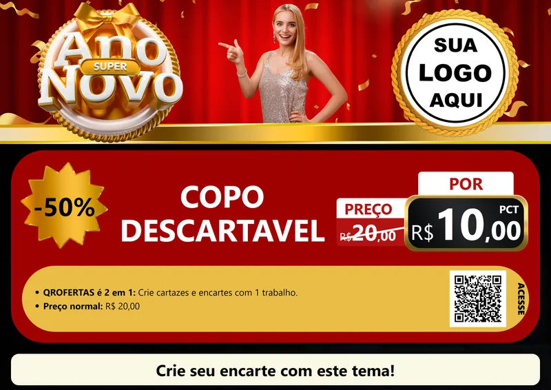 Modelo de Cartaz para Cartaz A4 Horizontal com o tema Super Ano Novo para Embalagens