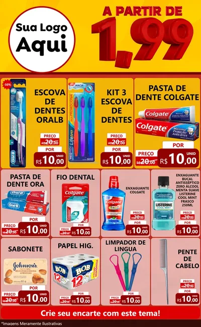 Modelo de Encarte para Encarte Grande com o tema A Partir de Um e Noventa e Nove - 1,99 para Higiene Pessoal