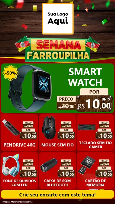 Modelo de Rede Social para Stories com o tema Semana Farroupilha para Informática
