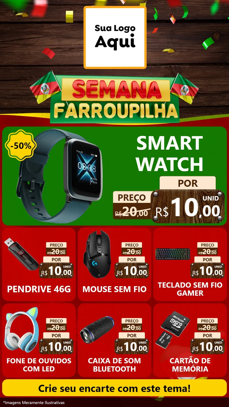 Modelo de Rede Social para Stories com o tema Semana Farroupilha para Informática
