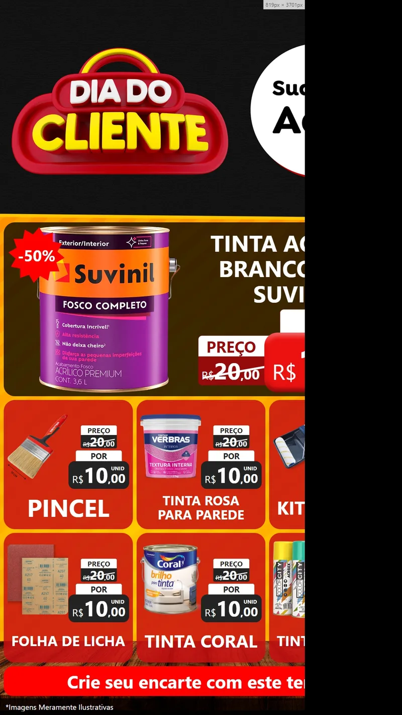 Modelo de Rede Social para Stories com o tema Dia do Cliente para Tintas e Ferramentas