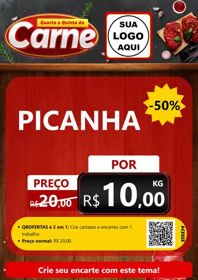 Modelo de Cartaz para Cartaz A4 Vertical com o tema Quarta e Quinta da Carne para Açougue