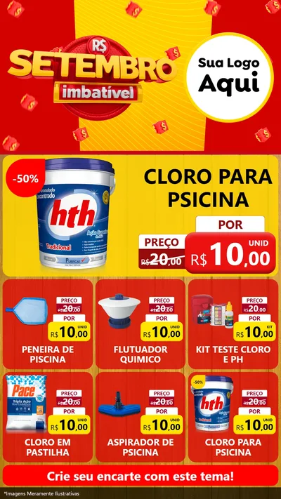 Modelo de Rede Social para Stories com o tema Setembro Imbatível para Produtos para Piscina