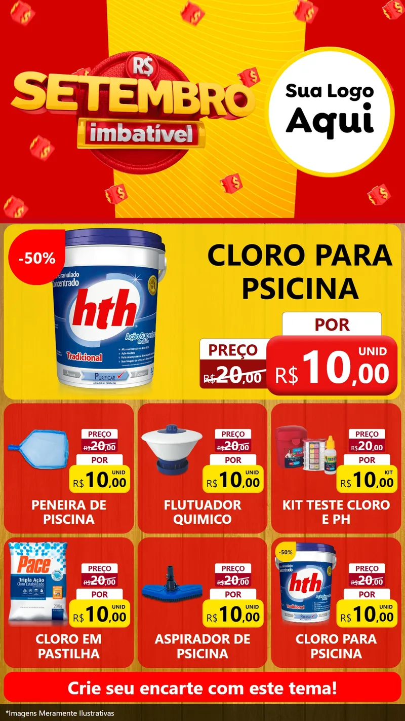 Modelo de Rede Social para Stories com o tema Setembro Imbatível para Produtos para Piscina