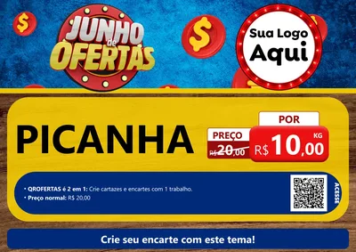 Modelo de Cartaz para Cartaz A4 Horizontal com o tema Junho de Ofertas para Açougue