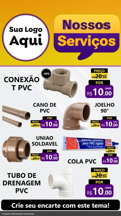 Modelo de TV para TV Vertical com o tema Nossos Serviços para Tubos e conexões
