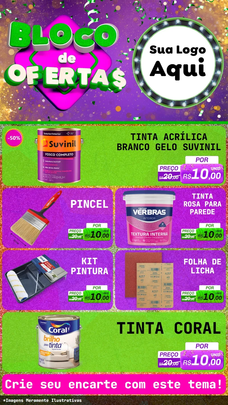 Modelo de TV para TV Vertical com o tema Bloco de Ofertas para Tintas e Ferramentas