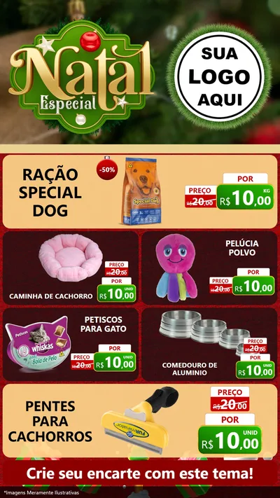 Modelo de TV para TV Vertical com o tema Natal Especial para Pet Shop