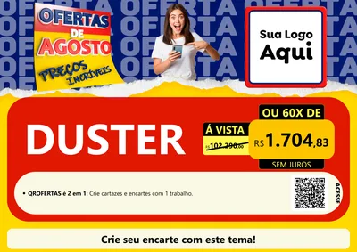 Modelo de Cartaz para Cartaz A4 Horizontal com o tema Ofertas de Agosto - Preços Incríveis para Concessionaria de Carros