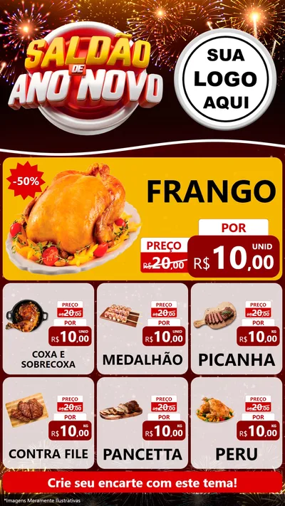 Modelo de Rede Social para Stories com o tema Saldão de Ano Novo para Assados