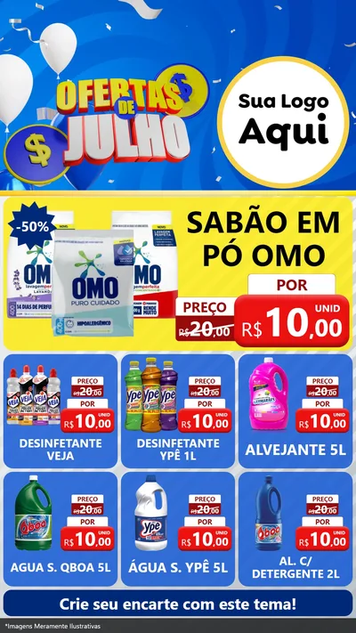 Modelo de Rede Social para Stories com o tema Ofertas de Julho para Produtos de Limpeza