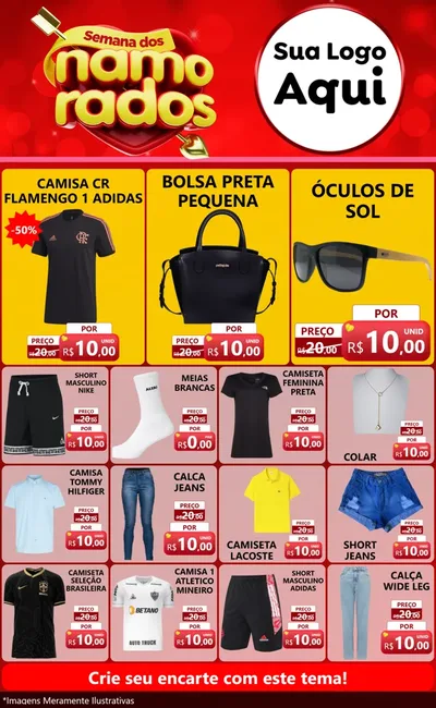 Modelo de Encarte para Encarte Grande com o tema Semana dos namorados para Roupas e acessórios