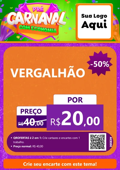 Modelo de Cartaz para Cartaz A4 Vertical com o tema Pré-Carnaval Com Economia para Ferragens
