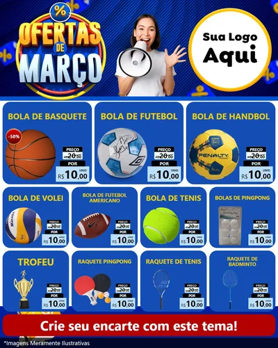 Modelo de Rede Social para Feed Instagram com o tema Ofertas de Março para Artigos Esportivos