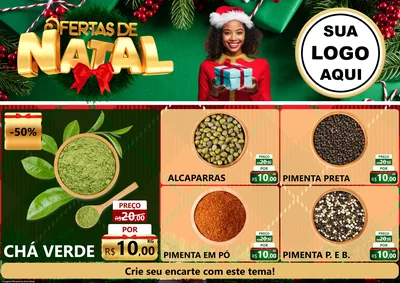 Modelo de Encarte para Encarte A4 Horizontal com o tema Ofertas de Natal para Produtos Naturais