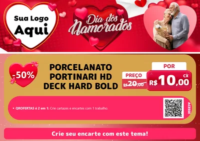 Modelo de Cartaz para Cartaz A4 Horizontal com o tema Dia Dos Namorados para Pisos e revestimentos