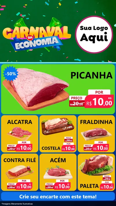 Modelo de Rede Social para Stories com o tema Carnaval da Economia para Açougue