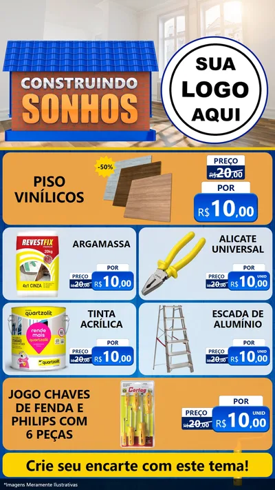 Modelo de TV para TV Vertical com o tema Construindo Sonhos para Material para Construção