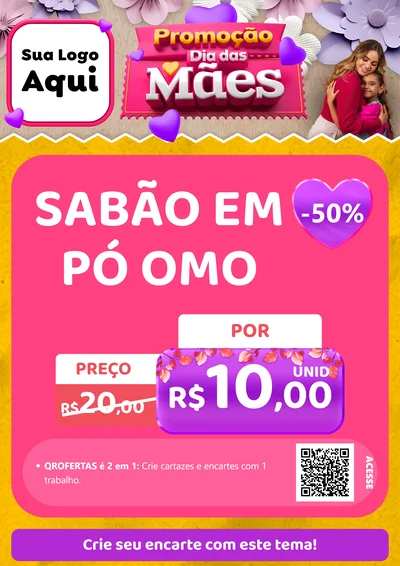Modelo de Cartaz para Cartaz A4 Vertical com o tema Promoção Dia das Mães para Produtos de Limpeza