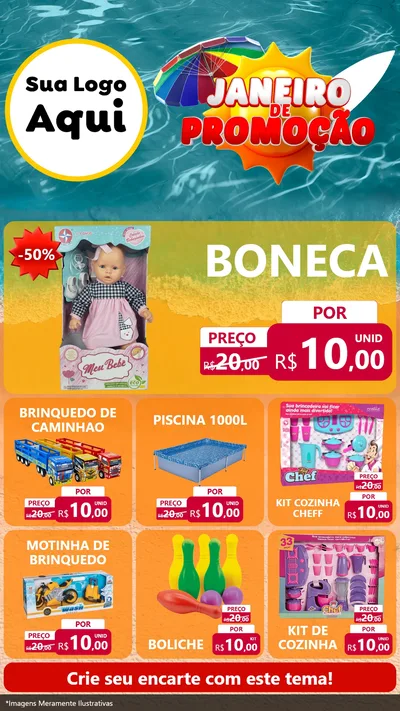 Modelo de Rede Social para Stories com o tema Janeiro de Promoção para Brinquedos