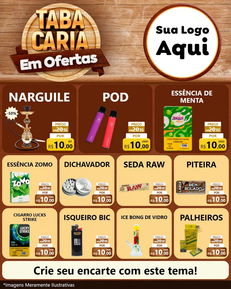 Modelo de Rede Social para Feed Instagram com o tema Tabacaria em Ofertas para Tabacaria
