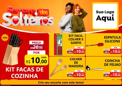 Modelo de Encarte para Encarte A4 Horizontal com o tema Semana dos Solteiros para Utilidades Domésticas