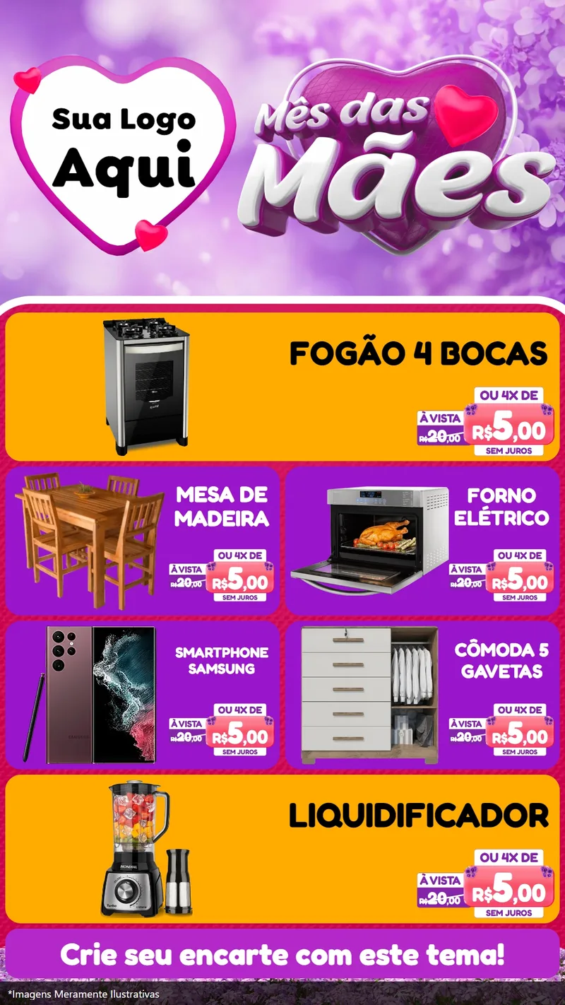 Modelo de TV para TV Vertical com o tema Mês das Mães para Móveis e Eletro