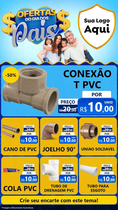Modelo de Rede Social para Stories com o tema Ofertas do Dia dos Pais para Tubos e conexões