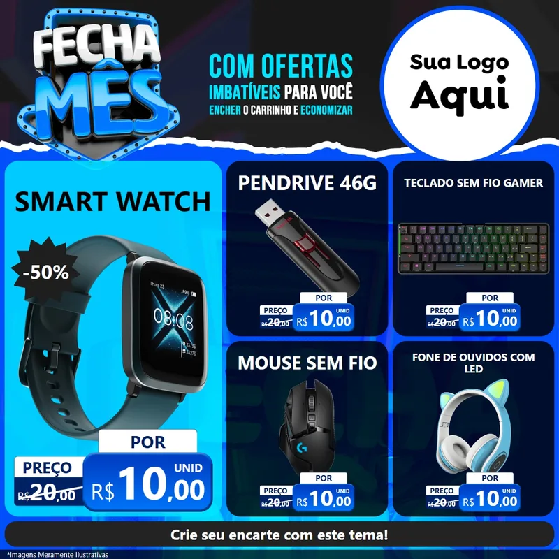 Modelo de Rede Social para Feed Facebook com o tema Fecha Mês para Informática