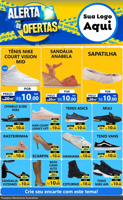 Modelo de Encarte para Encarte Grande com o tema Alerta de Ofertas para Calçados