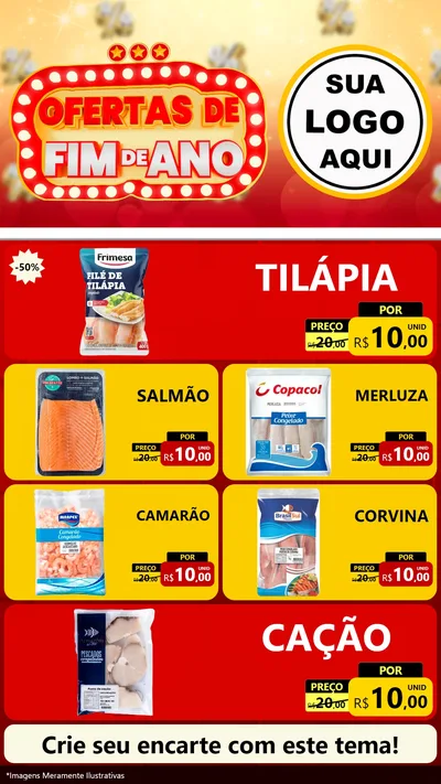 Modelo de TV para TV Vertical com o tema Ofertas de Fim de Ano para Peixaria