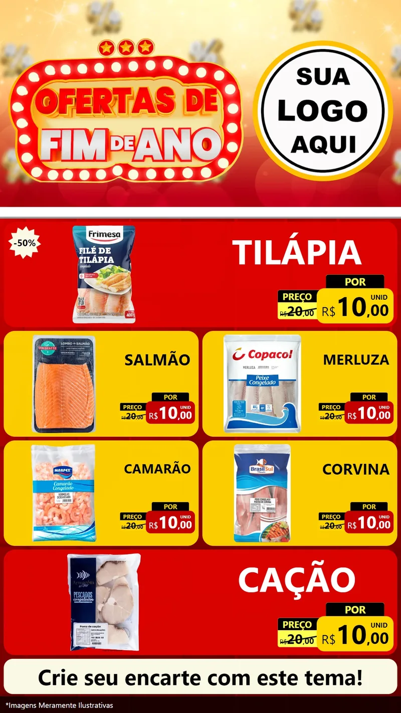 Modelo de TV para TV Vertical com o tema Ofertas de Fim de Ano para Peixaria
