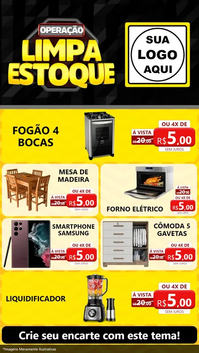 Modelo de TV para TV Vertical com o tema Operação Limpa Estoque para Móveis e Eletro