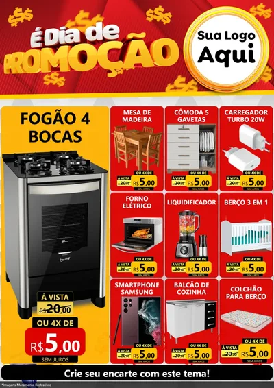 Modelo de Encarte para Encarte A4 Vertical com o tema É Dia De Promoção para Móveis e Eletro