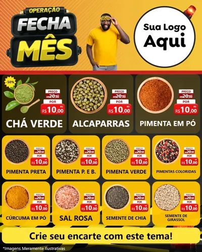 Modelo de Rede Social para Feed Instagram com o tema Operação Fecha Mês para Produtos Naturais