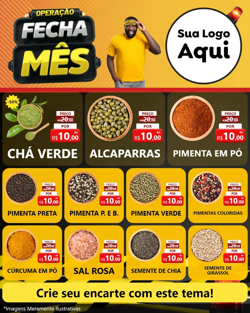 Modelo de Rede Social para Feed Instagram com o tema Operação Fecha Mês para Produtos Naturais