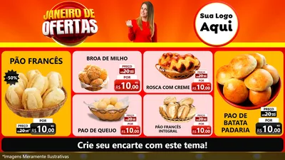 Modelo de TV para TV Horizontal com o tema Janeiro de Ofertas para Padaria