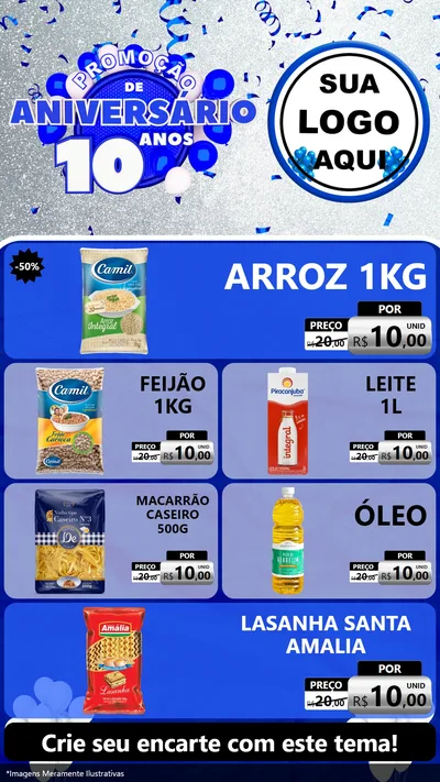 Modelo de TV para TV Vertical com o tema Promoção de Aniversário - 10 Anos para Supermercado