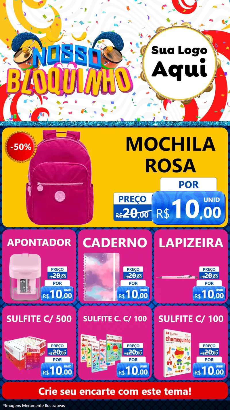 Modelo de Rede Social para Stories com o tema Nosso Bloquinho para Papelaria