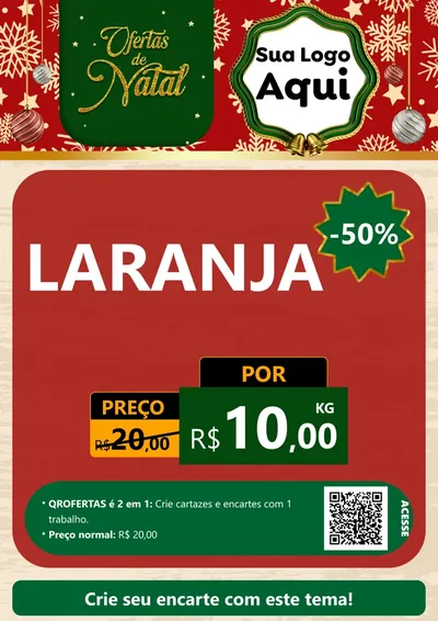 Modelo de Cartaz para Cartaz A4 Vertical com o tema Natal de Ofertas para Hortifrúti