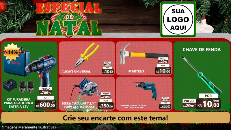 Modelo de TV para TV Horizontal com o tema Especial de Natal para Maquinas e Ferramentas