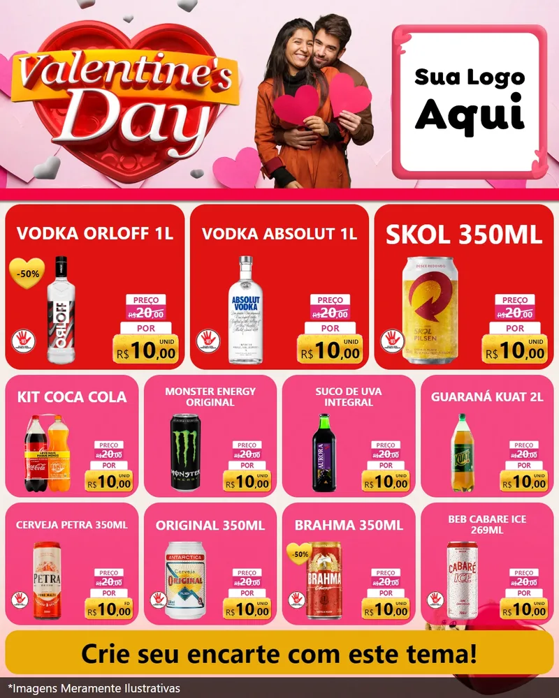 Modelo de Rede Social para Feed Instagram com o tema Valentine's Day para Distribuidora de bebidas