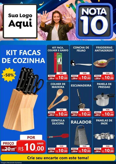 Modelo de Encarte para Encarte A4 Vertical com o tema Nota 10 para Utilidades Domésticas
