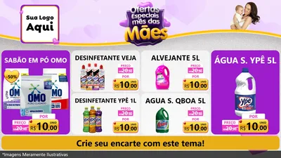 Modelo de TV para TV Horizontal com o tema Ofertas Especiais - Mês das Mães para Produtos de Limpeza