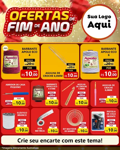 Modelo de Rede Social para Feed Instagram com o tema Ofertas de Fim de Ano para Armarinho e Aviamentos