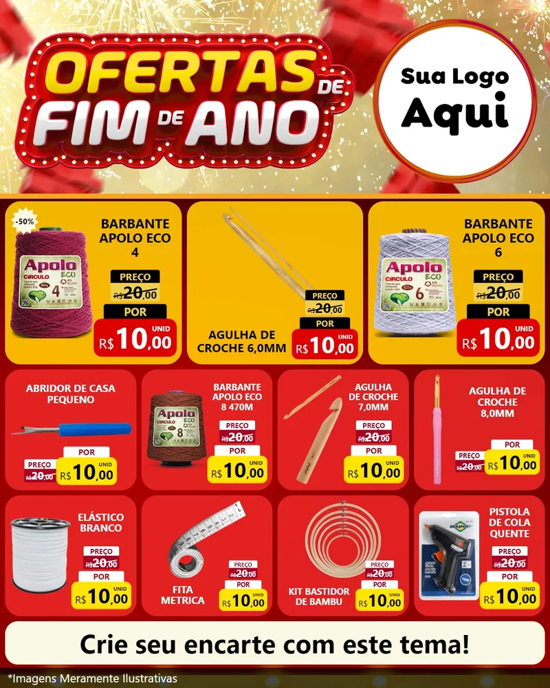 Modelo de Rede Social para Feed Instagram com o tema Ofertas de Fim de Ano para Armarinho e Aviamentos