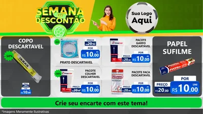 Modelo de TV para TV Horizontal com o tema Semana de Descontão - Copa para Embalagens