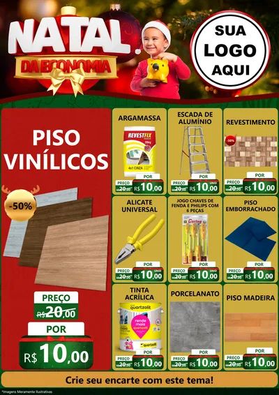 Modelo de Encarte para Encarte A4 Vertical com o tema Natal da Economia para Material para Construção