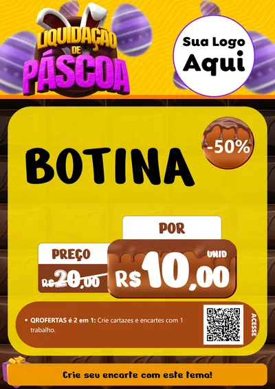 Modelo de Cartaz para Cartaz A4 Vertical com o tema Liquidação de Páscoa para Agropecuária